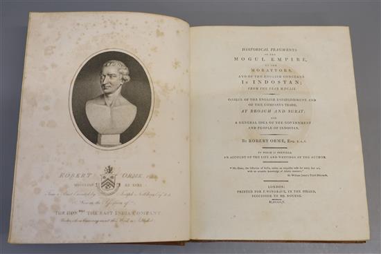 Orme, Robert - Historical Fragments of the Mogul Empire ..., qto, calf rebacked, with frontis portrait, a further